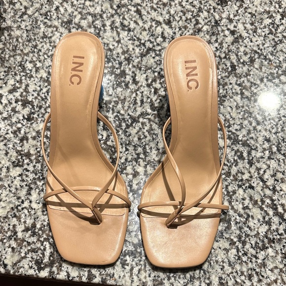 INC International Concepts Women's Beige Strappy Heels colorful heel - Picture 1 of 3